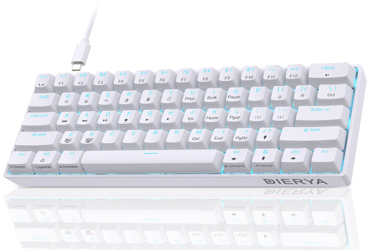 Dierya DK61se Gaming Tastatur,60% Prozent Mechanische Tastatur mit Blue Clicky Switch,Ultra-Compact
