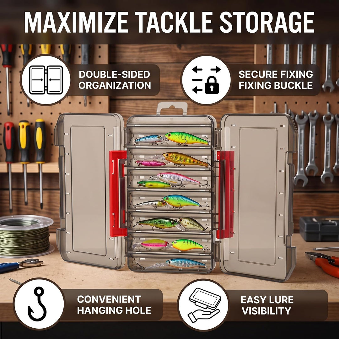 Fishing Tackle Box, Doppelseitige Angelköder Box, Angeln Doppelseitige Angelkiste Kunstköderbox, Kun