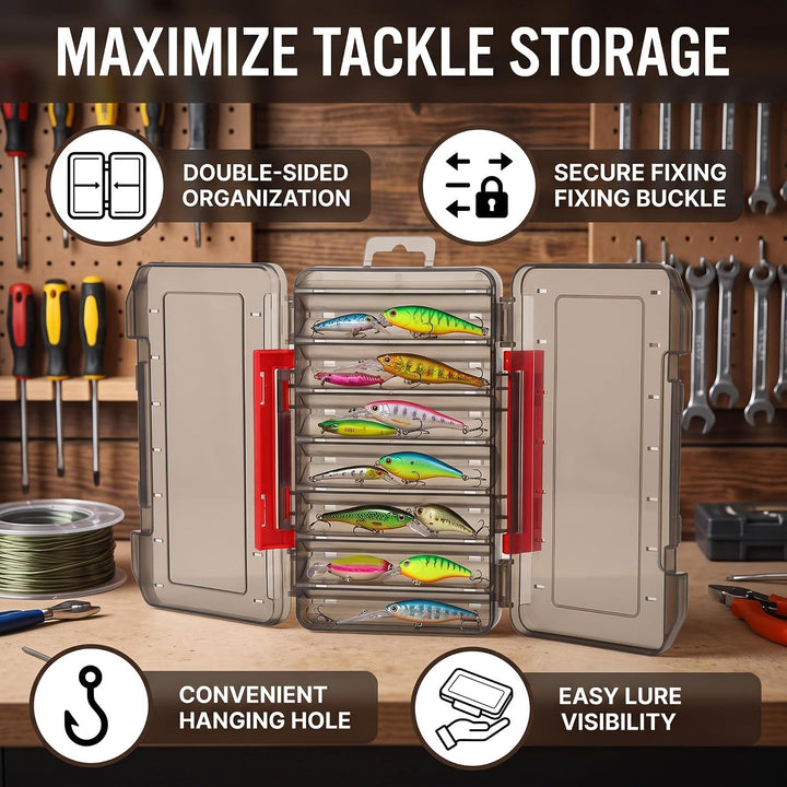 Fishing Tackle Box, Doppelseitige Angelköder Box, Angeln Doppelseitige Angelkiste Kunstköderbox, Kun