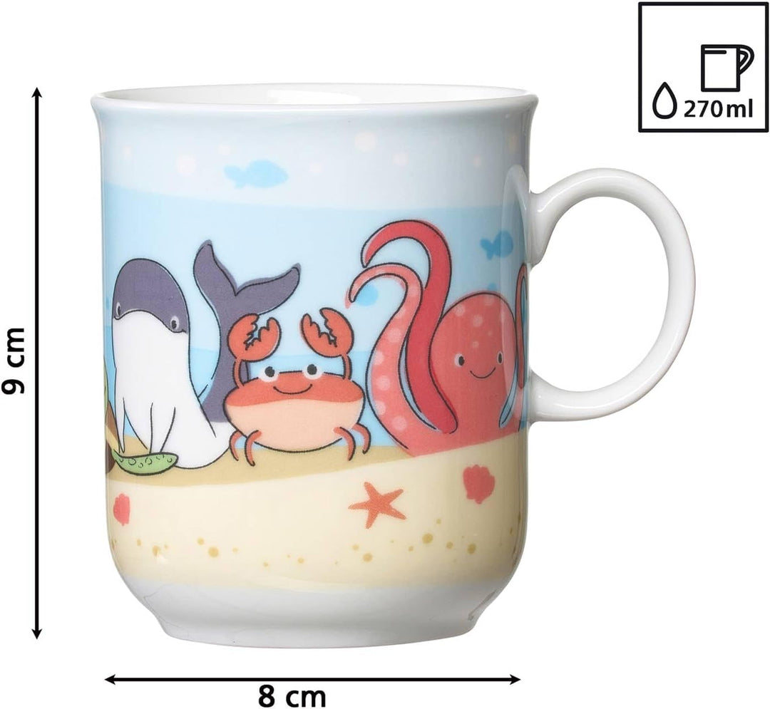 Ritzenhoff & Breker Kindergeschirr Set Unterwasserwelt, 3-teilig, Bunt, Schale Becher Teller aus Por
