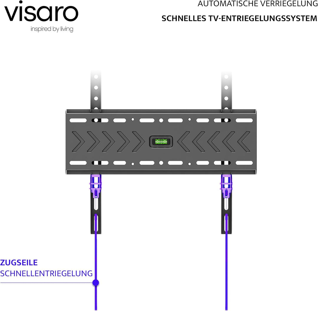 Visaro WMF75 TV Wandhalterung, Feste Halterung für 43-75 Zoll, Flach & Universal LED/LCD/OLED Fernse