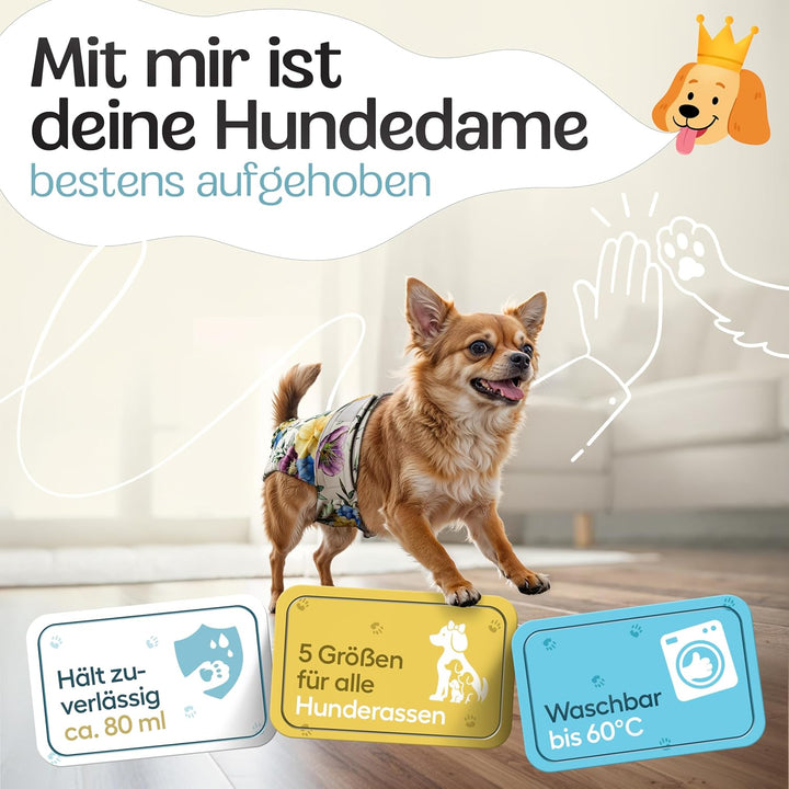 HUND IST KÖNIG Hundewindeln für Hündinnen (3 Stück) - Hochabsorbierende Läufigkeitshose für Hündinne
