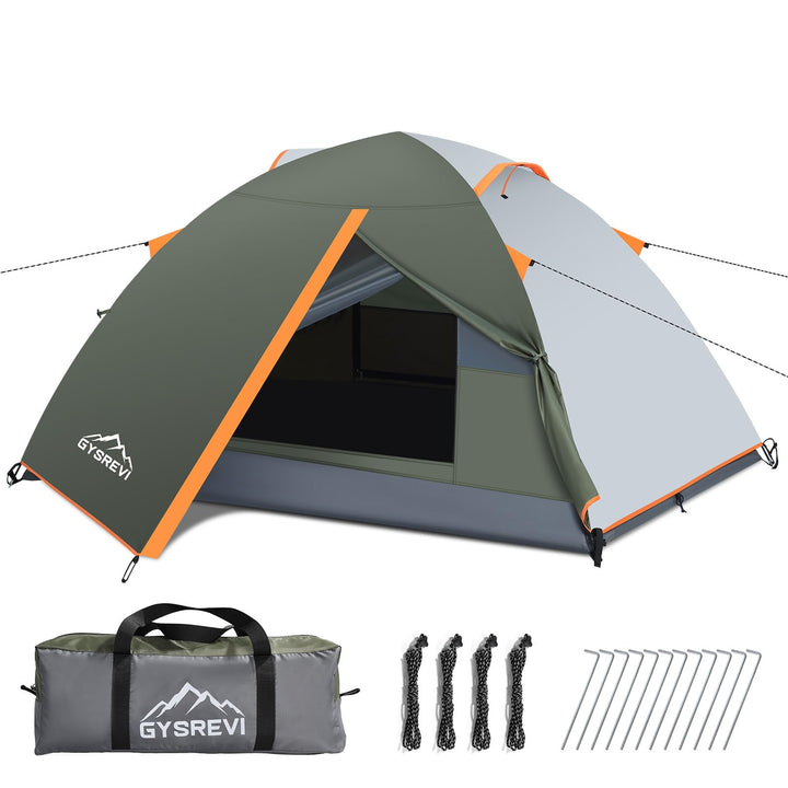 Campingzelt für 2-3 Personen, Doppel-Tür-Zelt, wasserdicht &amp; winddicht, innen und aussen, 2-in-1, ge