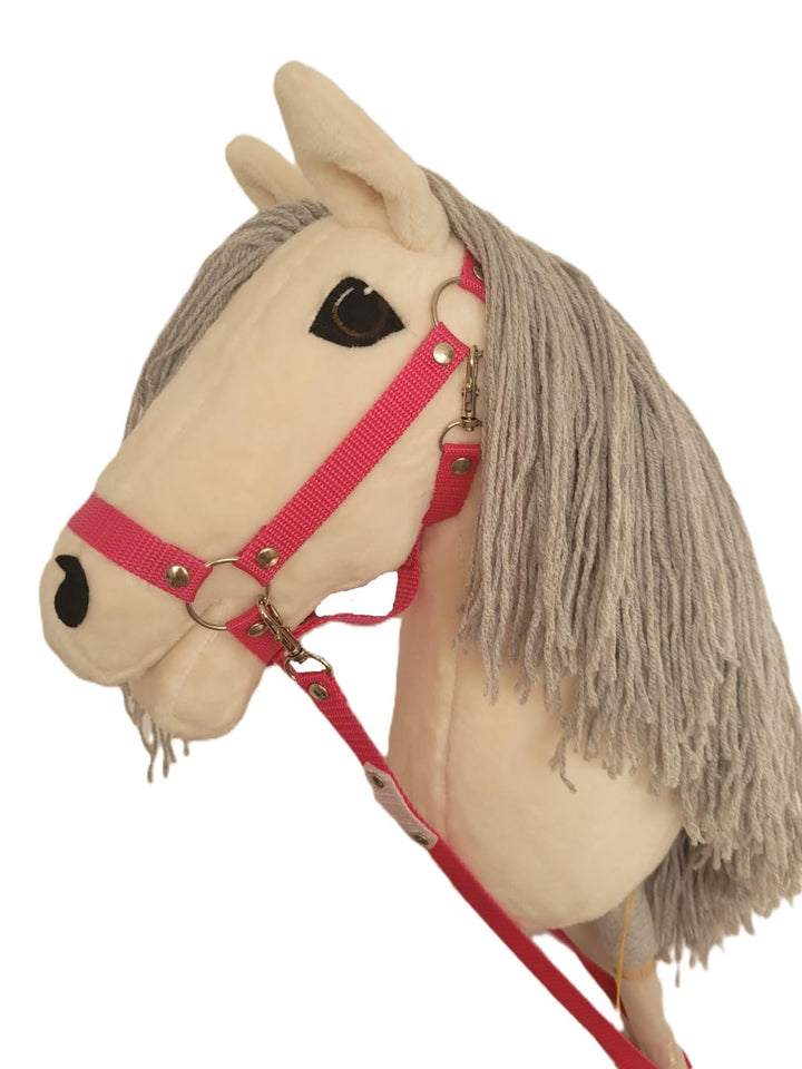 HORSE & toys Hobby Horse Gross A3 (Pferd auf Stock) mit Halfter wie Abbildung (schwarz) für Kinder,