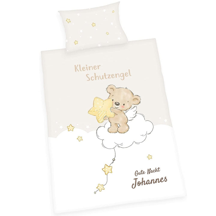 Wolimbo Bettwäsche - Kleiner Schutzengel - personalisierbar - 100 x 135 cm - Babybettwäsche - Kinder