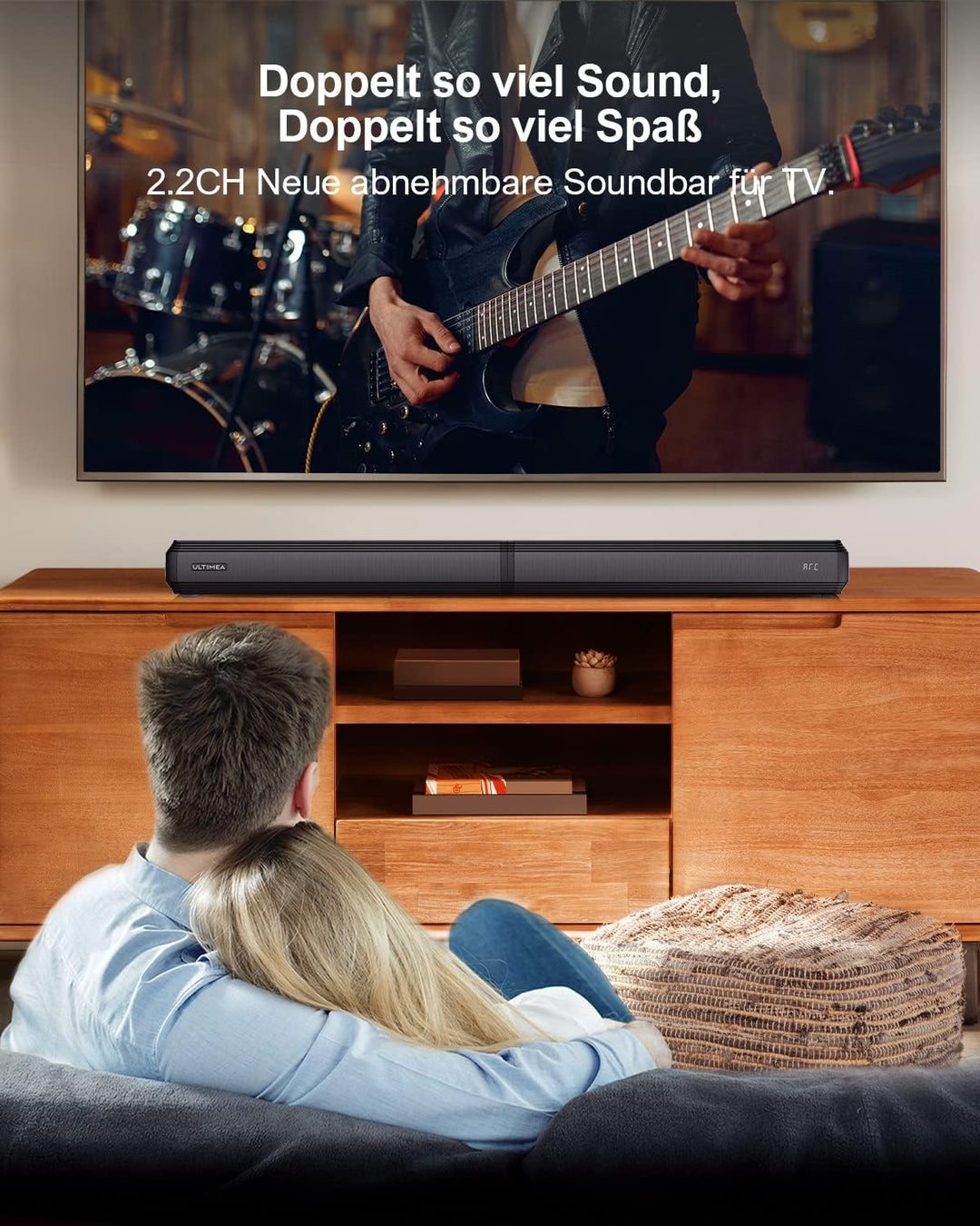 ULTIMEA 2.2-Kanal Soundbar für TV Geräte, teilbare 2-in-1 Soundbar für Fernseher, Bluetooth 5.3 TV-S