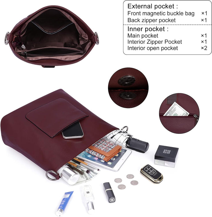 HAWEE Damen Handtasche Kunstleder Grosse Schultertasche Shopper Umhängetasche Frauen Elegante Henkel