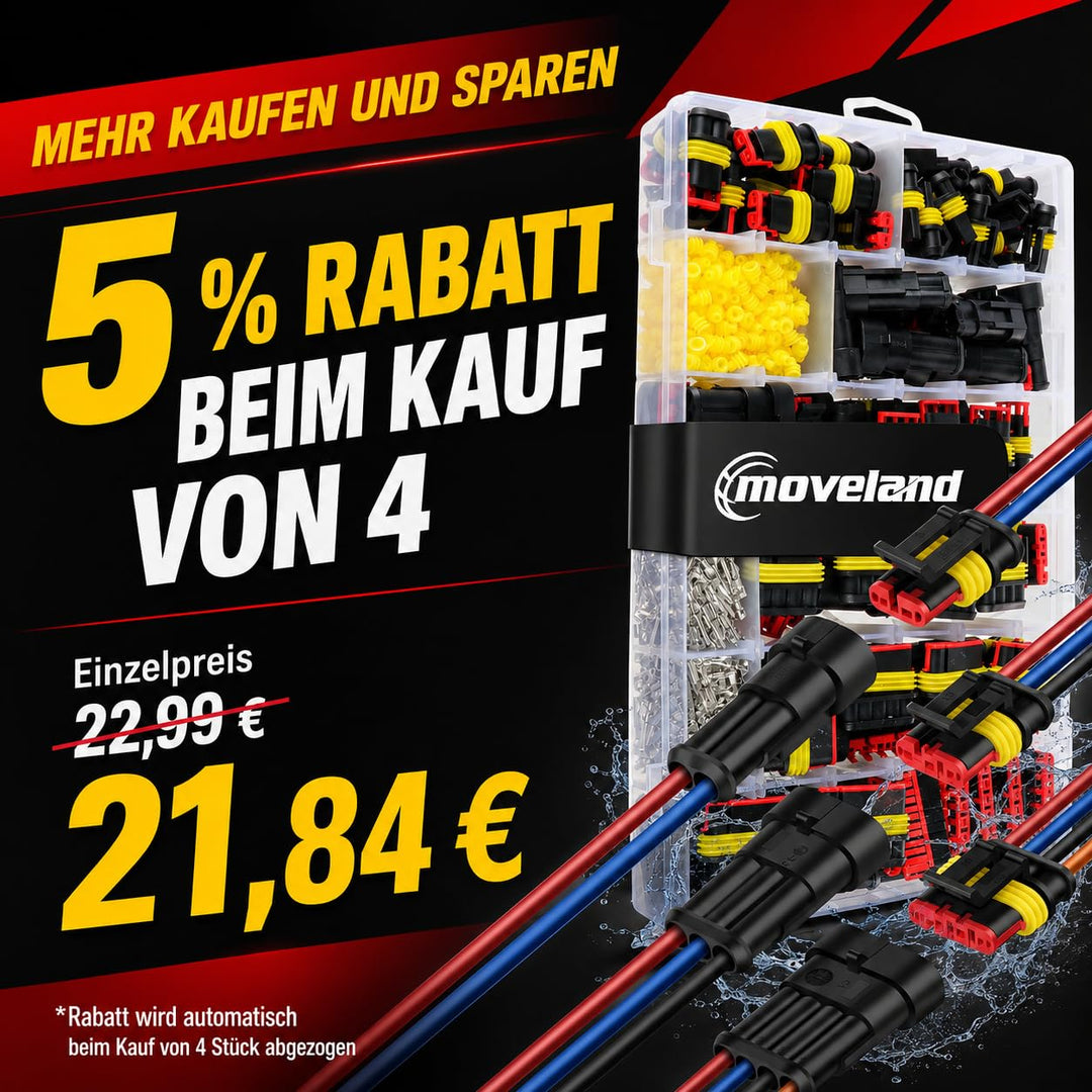 moveland kfz Stecker 808PCS - Schnell kfz Steckverbinder Wasserdicht 1/2/3/4/5/5/6 Polig - Dicht Ste