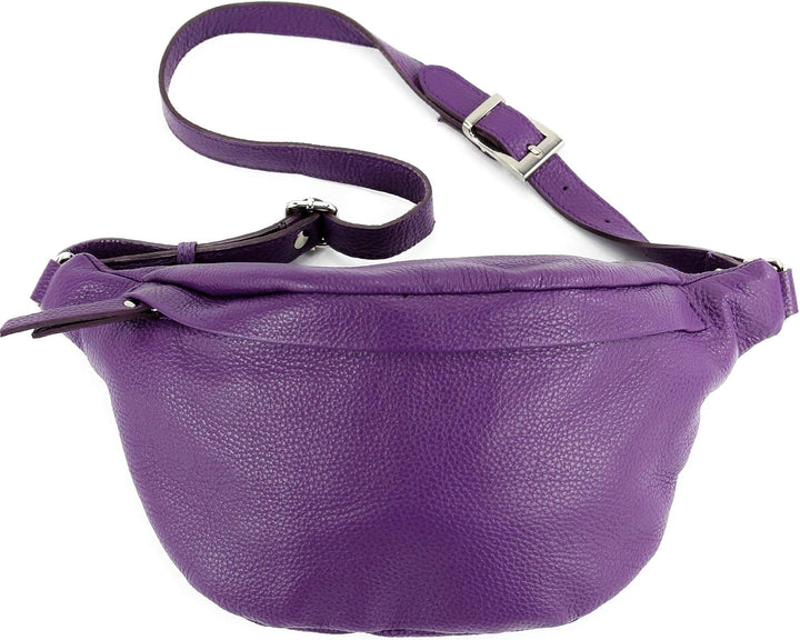 modamoda de - T77 - ital. Hüfttasche Bauchtasche Brusttasche Large aus weichem Leder, Farbe:Purple L