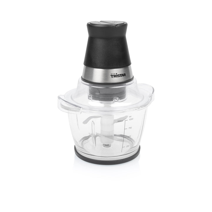 Tristar Zerkleinerer mit 1 L Glasbehälter, 4 Edelstahlklingen, 400 W Motor, Kompaktes Design, Spülma