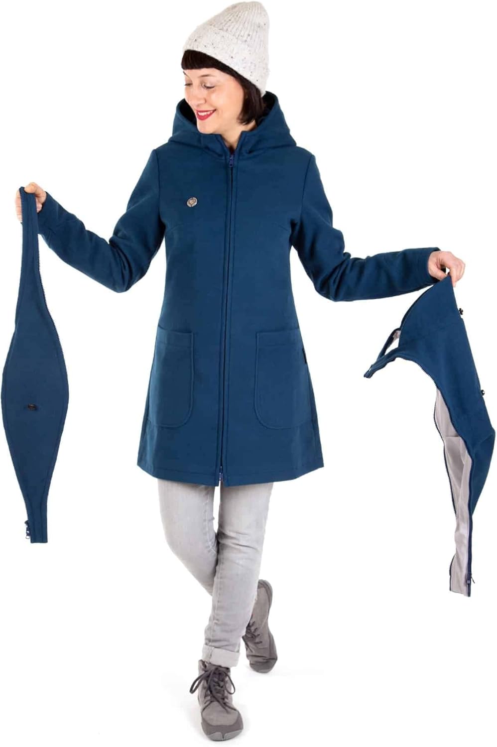 Viva la Mama - schicker Umstands- und Tragemantel für den Winter - VALENTIN L Petrolblau, L Petrolbl