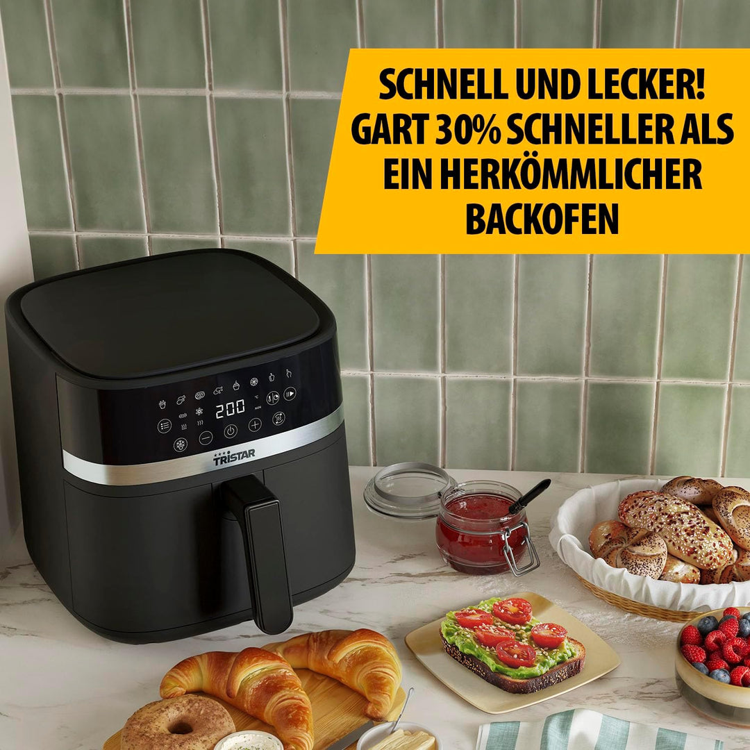 Tristar Digitale Heissluftfritteuse, 6L Kapazität, 8 Programme, LED-Touchscreen, Vorheizen & Shake-E