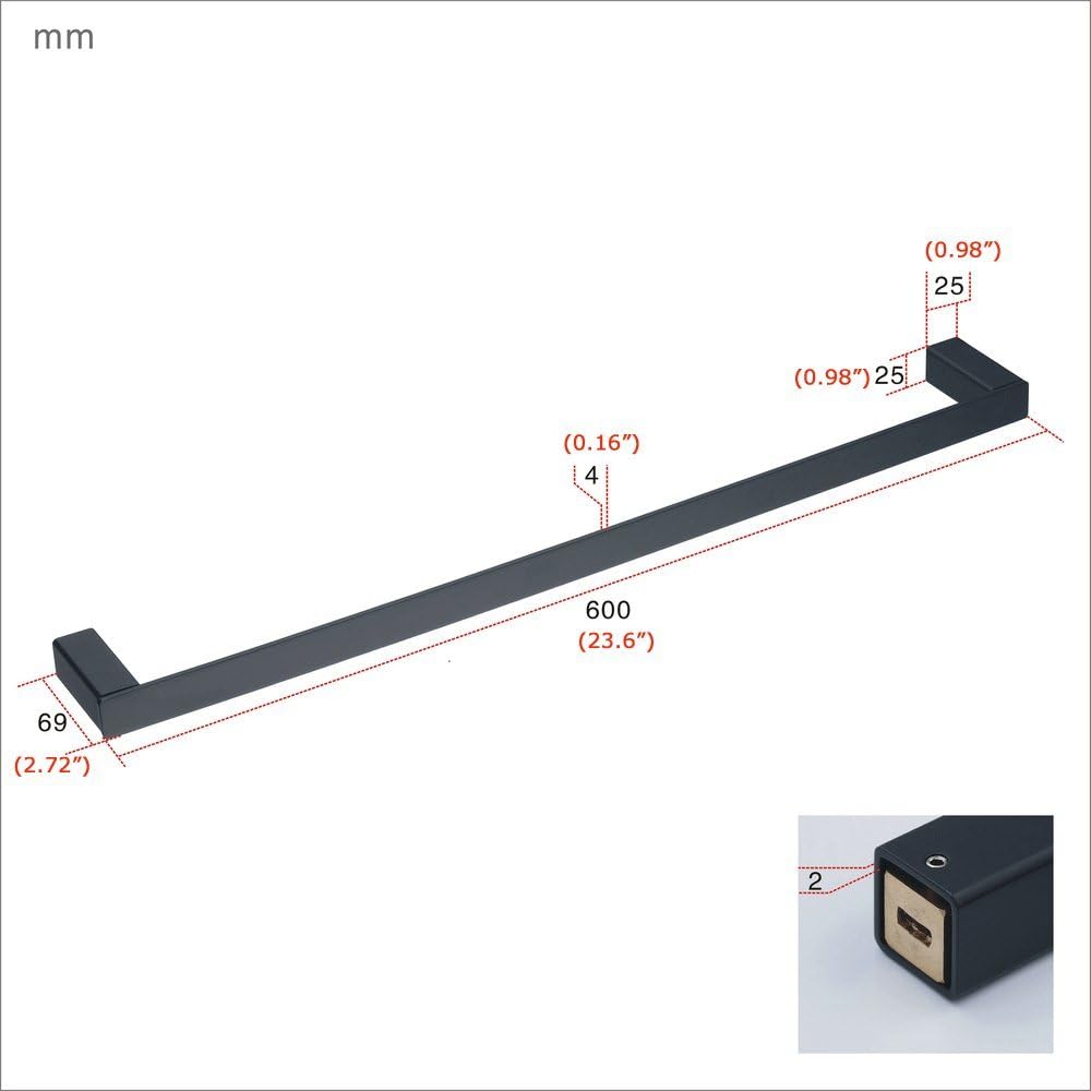 24-Zoll-Badetuch-Stab-einzelne Tuch-Schiene an der Wand befestigt, schwarze Malerei, Beelee BA8501B