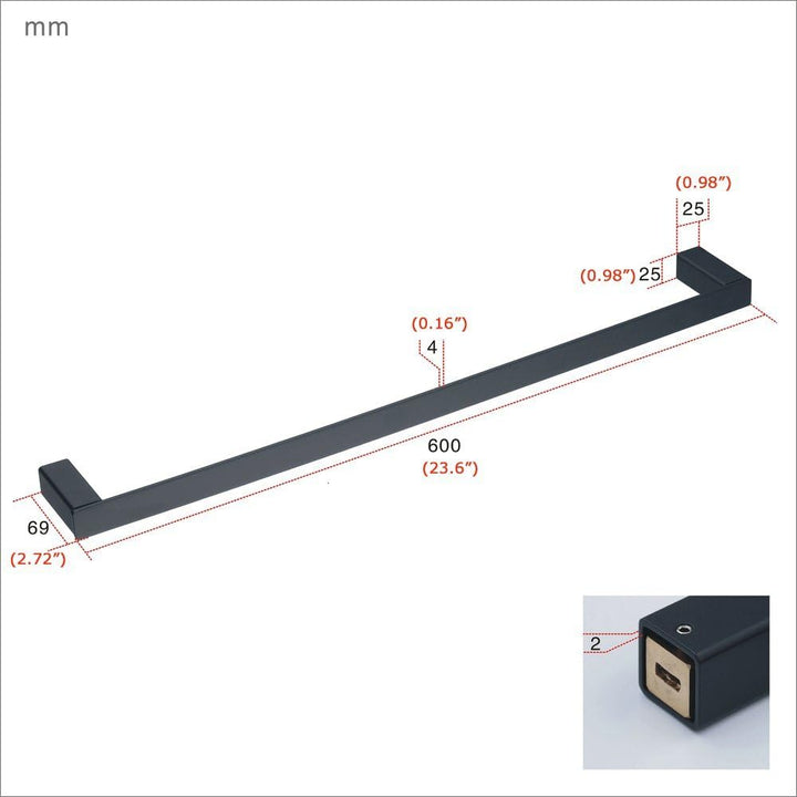 24-Zoll-Badetuch-Stab-einzelne Tuch-Schiene an der Wand befestigt, schwarze Malerei, Beelee BA8501B