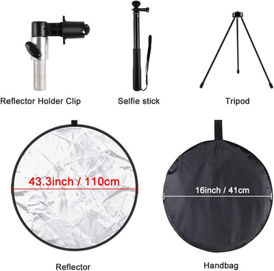 110cm Faltreflektoren Set Reflektor 5-in-1 für zusammenklappbare Fotografie-Reflektoren mit Metallkl