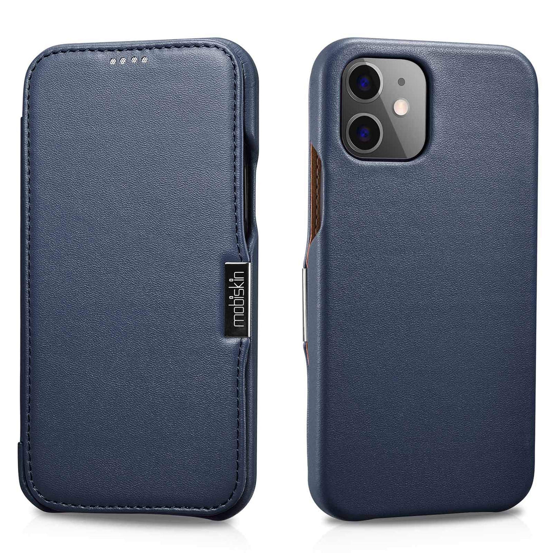 Mobiskin Hülle kompatibel mit Apple iPhone 12 Mini (5,4 Zoll), Handyhülle mit echtem Leder, Case, Sc
