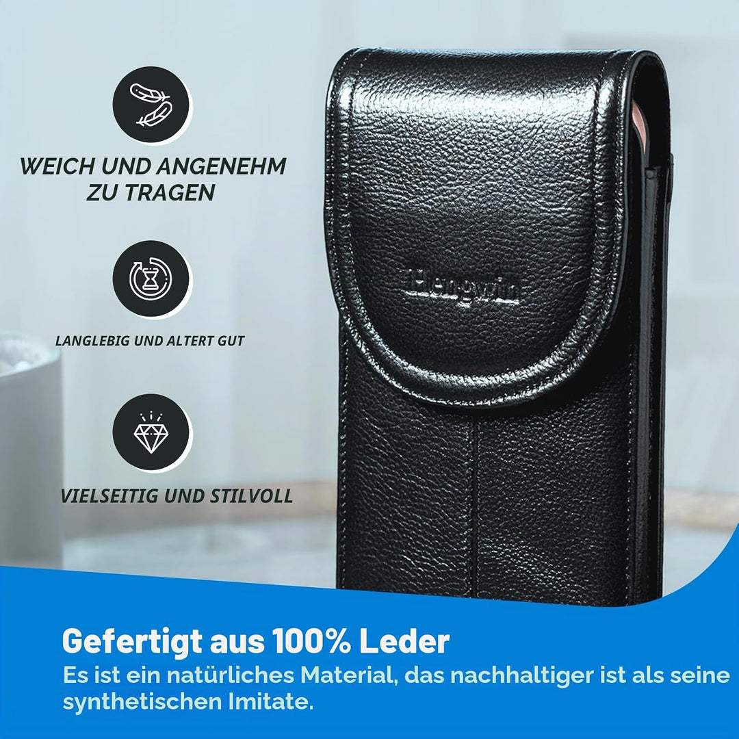 Hengwin Echtes Leder Handy Holster, Gürteltasche mit Gürtelclip für iPhone 14 Plus, 14 Pro Max, 13 P