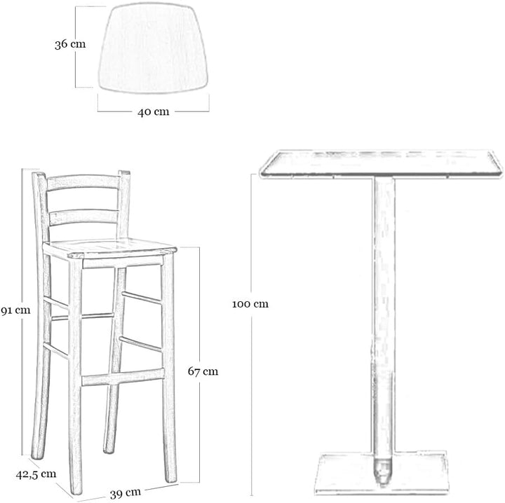 Ok Affarefatto Maddaloni Hocker aus Massivholz für Pub Pizzeria Casa H 67 cm vom Erde neu montiert