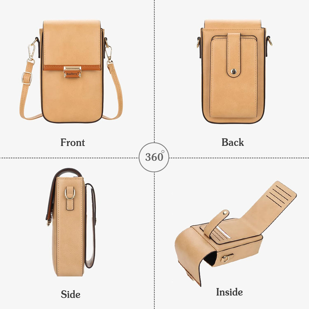 PORRASSO Handy Umhängetasche Damen Mode Handytasche Mädchen Schultertasche PU Geldbörse Crossbody Ba
