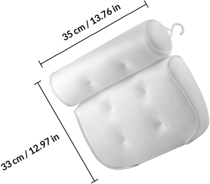 Badewannenkissen mit 6 Saugnäpfen, 3D-netzgewebe, Weiss