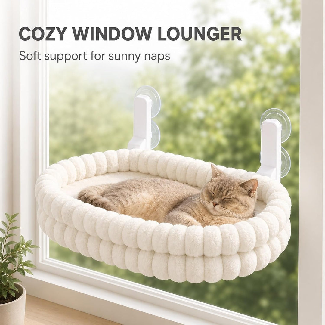 GOOGO Katzen Fensterliege mit Saugnäpfen, Wendbare Katzenhängematte, 90° Hochklappbar, Platzsparende
