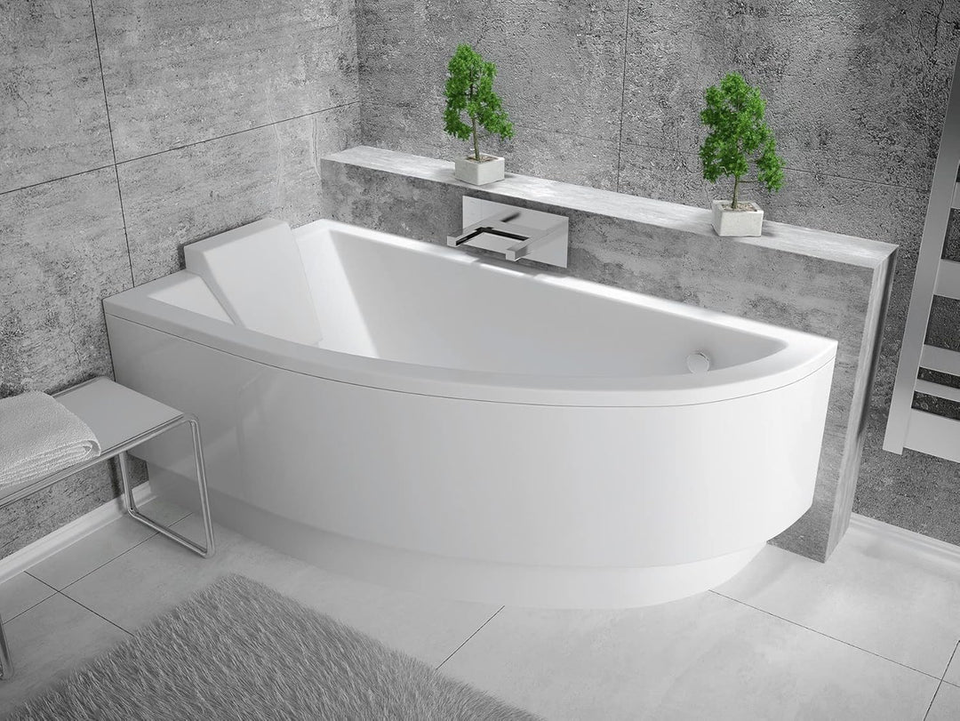 BADLAND Badewanne Original Weiss Acryl Wanne Eckbadewanne PRAKTIKA 140x70 Links KOMPLETTSET SET + Fü