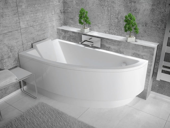 BADLAND Badewanne Original Weiss Acryl Wanne Eckbadewanne PRAKTIKA 140x70 Links KOMPLETTSET SET + Fü