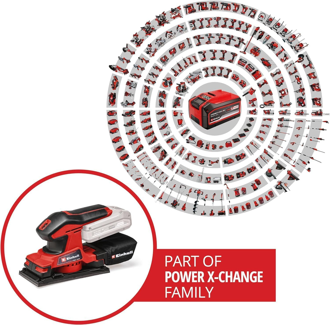Einhell Akku-Schwingschleifer TC-OS 18/187 Li Solo Power X-Change (Lithium-Ionen, Micro-Klett, Griff