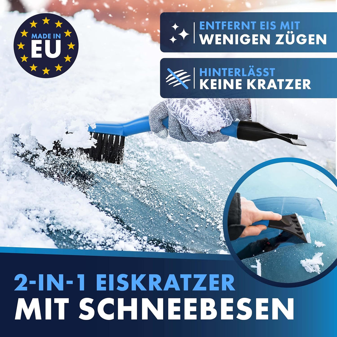 LICARGO Eiskratzer Auto mit Besen 41cm - Stabil, Lang &amp; lackschonend | Made IN EU | 2in1 Schneebesen