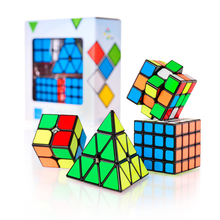 CUBIDI® Zauberwürfel Set - Speed Cube Set 2x2 3x3 4x4 Pyraminx Speedcube, Zauberwürfel für Kinder Er