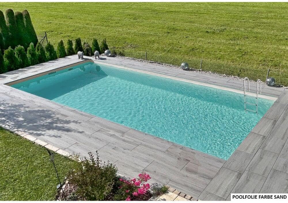 OKU Poolfolie Rechteck für Beckentiefe 1,5 m mit Keilbiese P3, Farbe:Grau, Grösse:6.00 x 3.00 x 1.50
