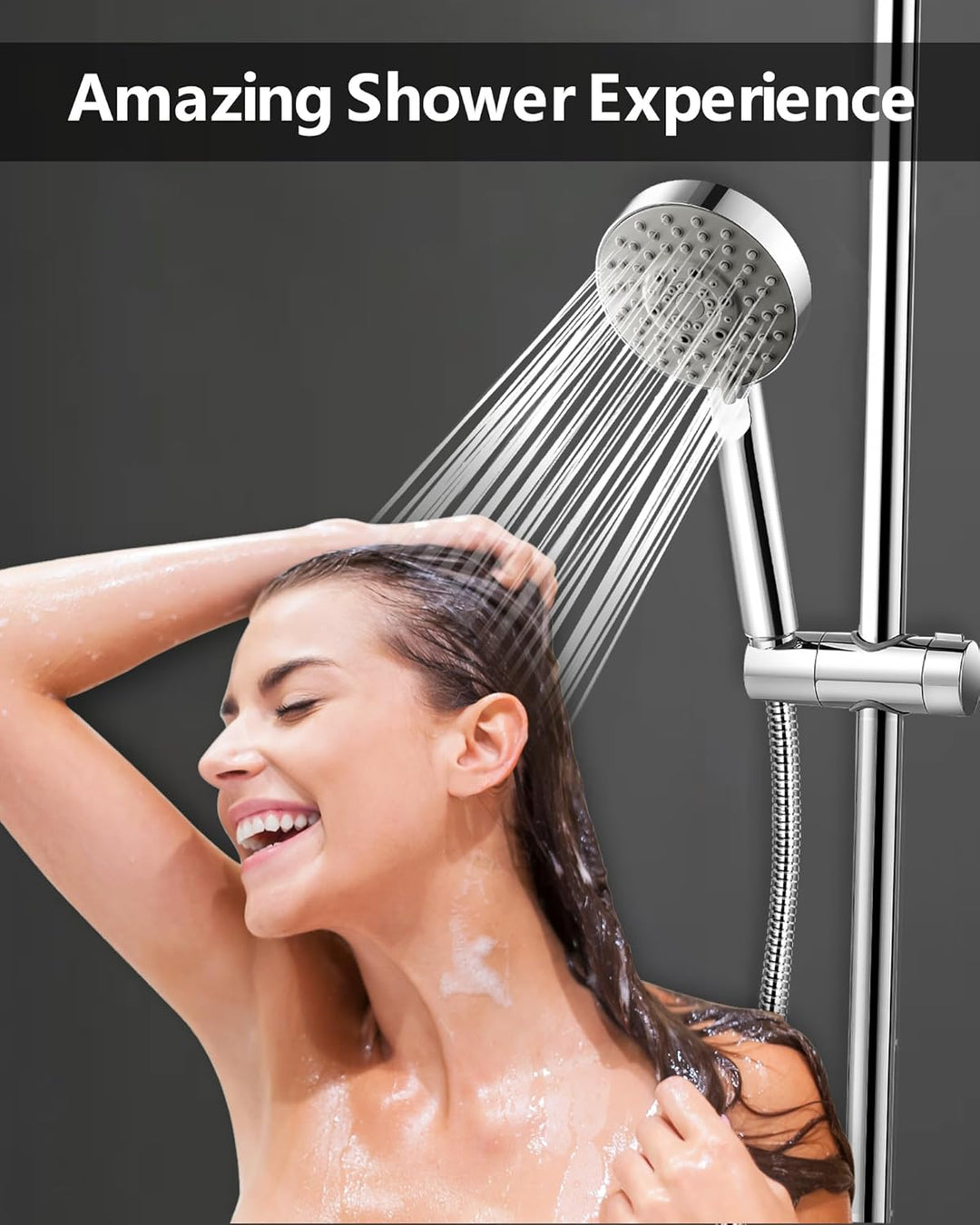 Magichome Duschkopf Wassersparend mit Schlauch 2M, mit 5 Strahlarten, Turbogeladenes Design Hochdruc