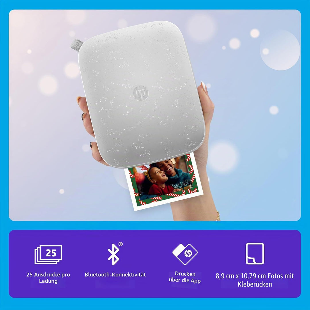 HP Sprocket 3x4" Sofortbilddrucker für Smartphones- Tragbarer, kabelloser Farbdrucker - Zink-Fotopap