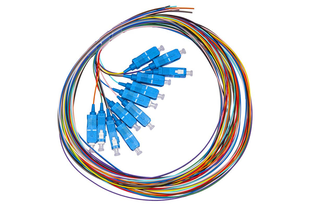 LINK Set 12 Kabel Pigtail optische Faser farbig Verbinder SC SINGLEMODE SIMPLEX MT 2