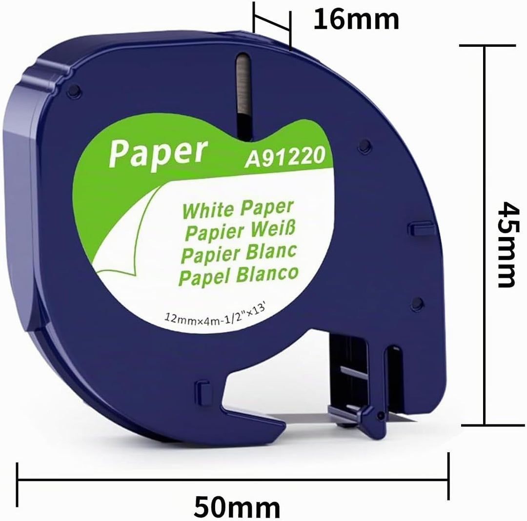 5x MarkField Kompatible für Dymo Letratag Etikettenband 12mm x 4m, Kompatibel mit Dymo Letratag Etik