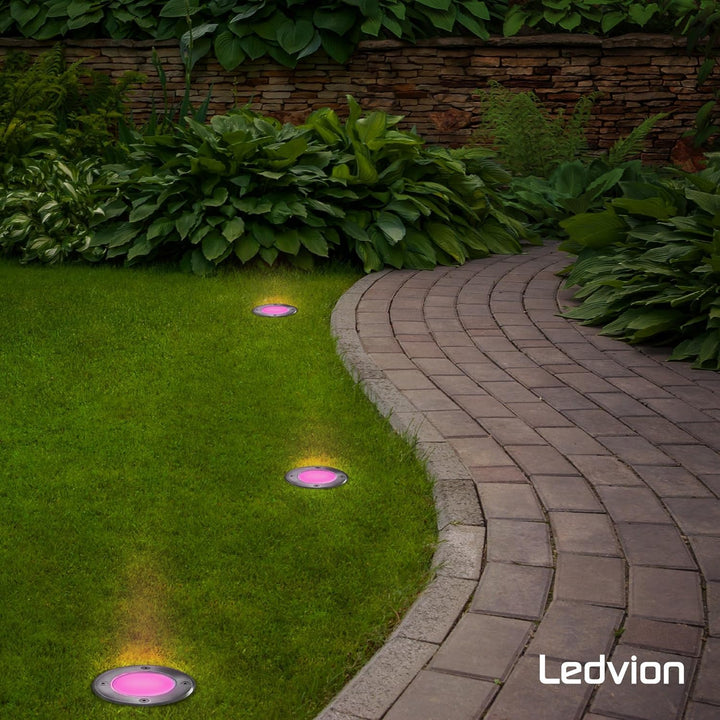 Ledvion - SMART LED Einbauleuchte Rund, RGBWW, IP67, 1m Kabel, Aussenbeleuchtung, Terrassenbeleuchtu