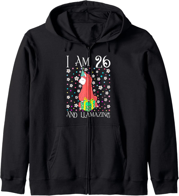 I'm 26 Llamazing Gift Alpaca Girl Llama Happy 26th Birthday Kapuzenjacke