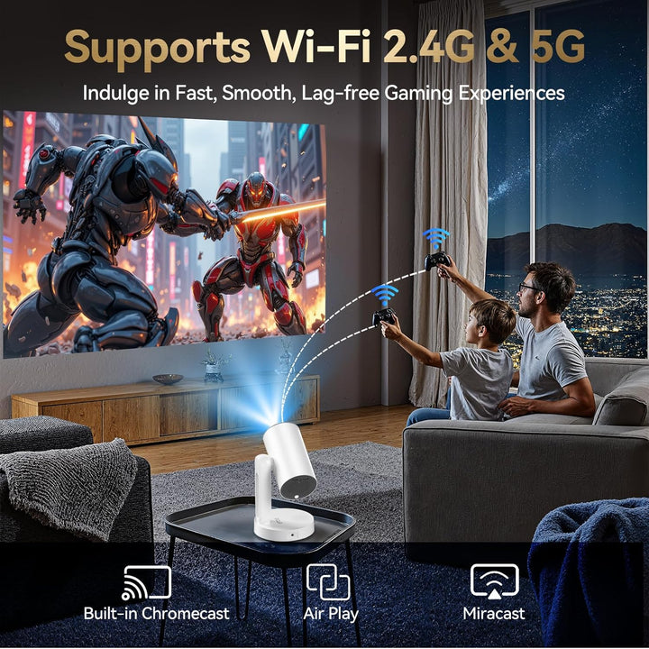 ETOE Starfish Mini Beamer, Android TV 11.0, Unterstützt 4K, Auto Keystone-Korrektur, 150 Zoll, Indiv
