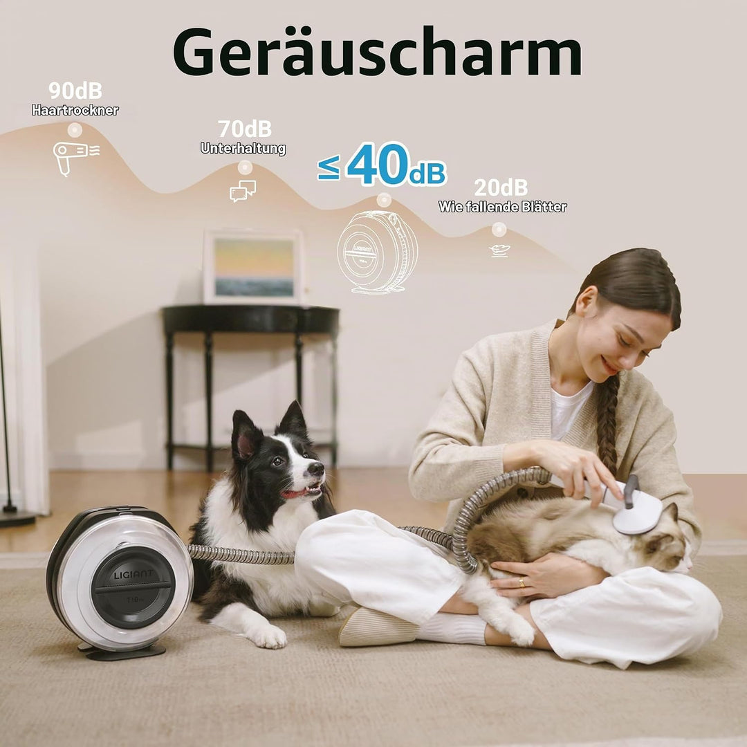 T10 Pro Kabelloser Hundestaubsauger, 7-in-1 Multifunktions-Pflegeset mit Haarschneider, Krallenschle
