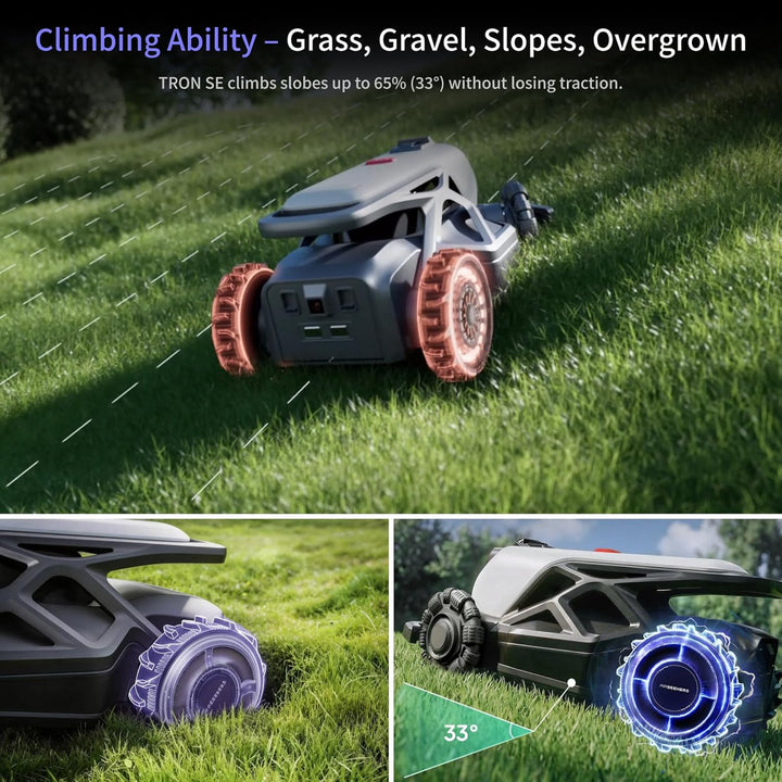 TRON SE Mähroboter ohne Begrenzungskabel, bis 1500m², VSLAM + nRTK Navigation mit 140° KI Vision, Ke
