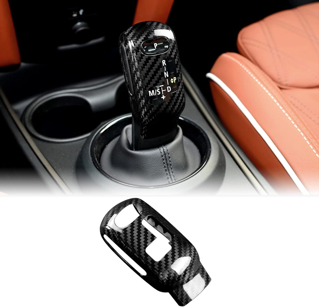 KUNGKIC Kohlefaser Auto-Schaltknauf-Abdeckung Schalthebelknauf Aufkleber Compatible with Mini Cooper