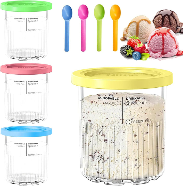 XSYKJGS Eisbehälter für Speiseeis 4er-Set Behälter Hausgemachte für Ninja Creami Eismaschine - Pint-