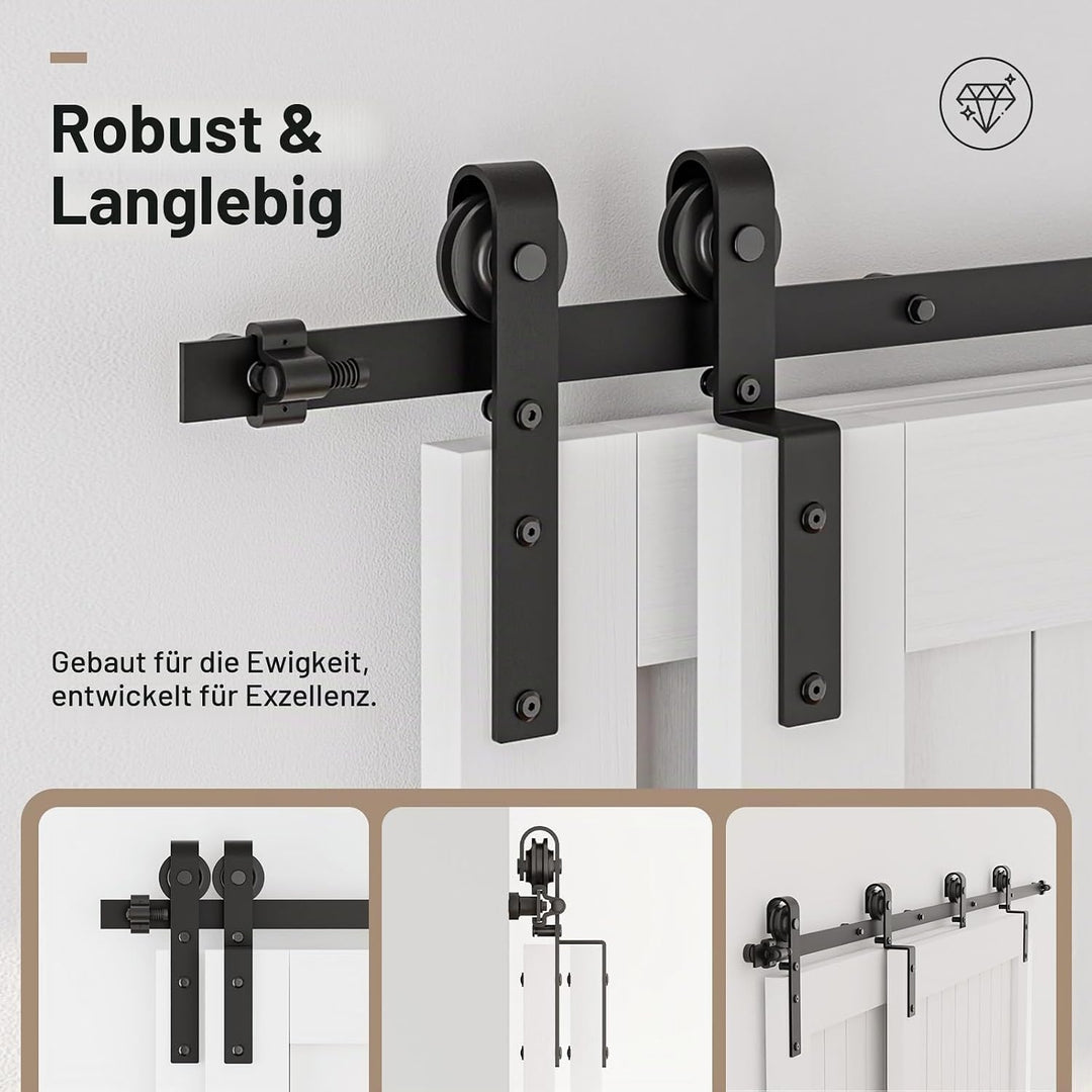 Schiebetürbeschlag Bypass Doppeltür 214cm Schiebetüren Schiebetürsystem Komplettset Laufschiene Roll