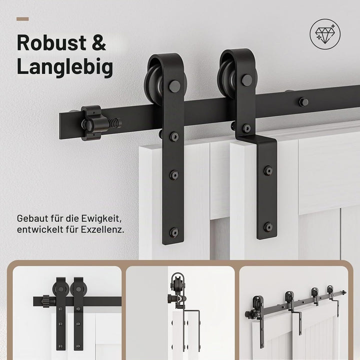 Schiebetürbeschlag Bypass Doppeltür 214cm Schiebetüren Schiebetürsystem Komplettset Laufschiene Roll