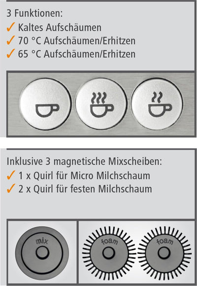 Vollautomatischer Milchaufschäumer "Induktion" | inkl. 3 magnetische Mixscheiben