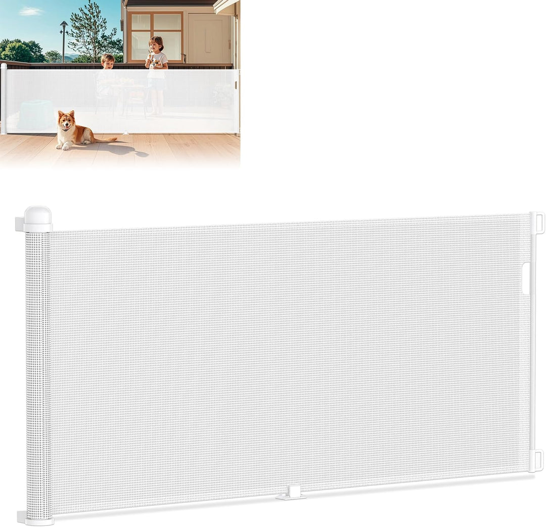 XMTECH Türschutzgitter Ausziehbar Treppenschutzgitter 0-300cm Weiss Einziehbares Treppenschutzrollo,