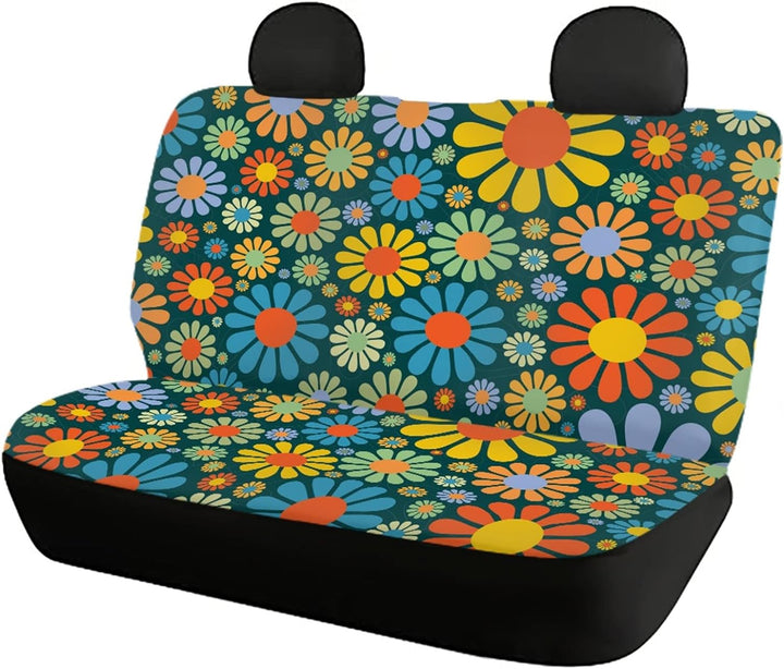 Belidome Abstrakte Hippie Blume Auto Sitzbezüge Voller Satz Vorne Hinten Bunte Gänseblümchen Sitzkis