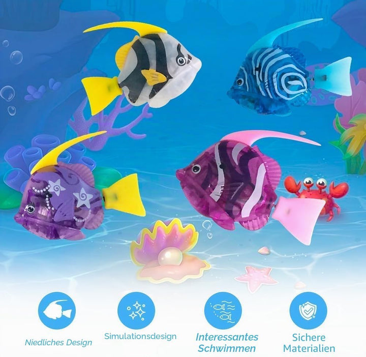 Mineup 4 Stück Roboter Fisch, Robo Fish, Elektrische Fische mit Leuchtende, Elektronischer Haustier
