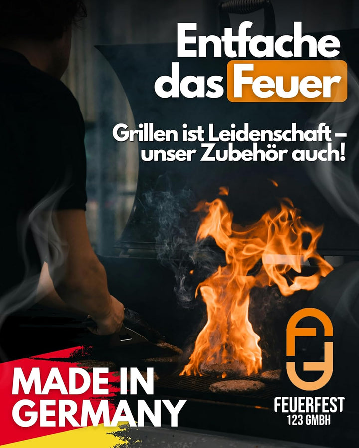 Feuerfest 123 Brennstempel mit 250g-Motiv I 5,8 x 2,3 x 35 cm I Grill-Stempel aus robustem Stahl I H