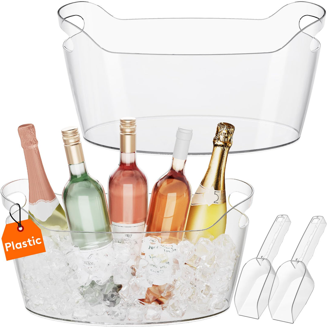 Lifewit 2er-Set 6,5L Flaschenkühler mit Eisschaufel, Kunststoff Sektkühler Schale (38 × 18 × 20cm),